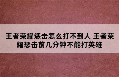 王者荣耀惩击怎么打不到人 王者荣耀惩击前几分钟不能打英雄